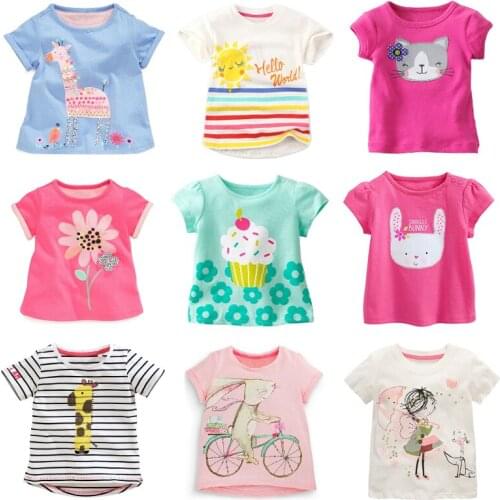Girls Clothes Girls Short-sleeve T-shirt Summer Children Pure Cotton T-shirt Kids Bottoming Shirt Cartoon Top Ropa De Nina 1-7Y