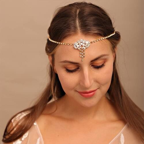 Stonefans Zircon Crystal Forehead Chain Headwear Vintage Cubic Zirconia Headband Chain Bridal Headpiece Wedding Hair Accessories