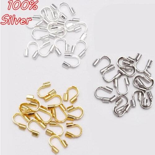 4pcs 925 Silver Wire Protectors Wire Guard Guardian Protectors loops U Shape Accessories Clasps Connector For Jewelry Making
