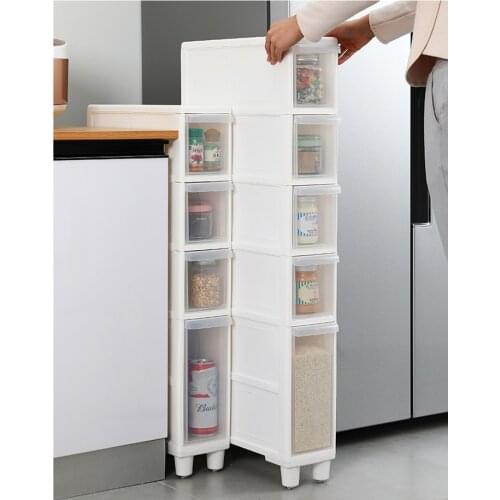 Crevice cabinet drawer type storage cabinet plastic transparent storage box kitchen toilet 14cm 15cm 16cm 20cm crevice shelf