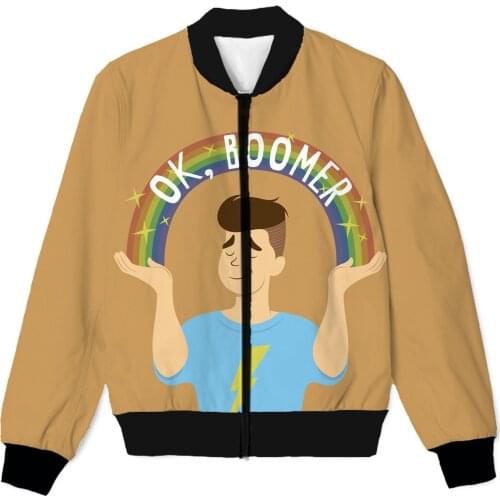 REAL American SIZE Ok Boomer Sublimation print Zipper Up Jacket plus size 4XL 5XL 6XL