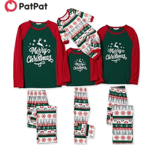 PatPat Family Matching Reindeer and Snowflake Print Christmas Pajamas Sets（Flame Resistant