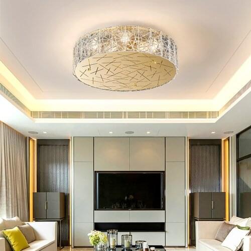 YOOGEE Luxury Modern Ceiling Chandelier for Living Room Gold Stainless Steel Glass Lamp Round Flush Amount LED Lighting Fixtures