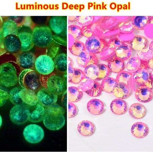 Glow in Dark ss6 ss16 s30 1440pcs Luminous Pink Opal 3D Non Hotfix Nail Art Flatback Strass Rhinestones for Clothes Decorations