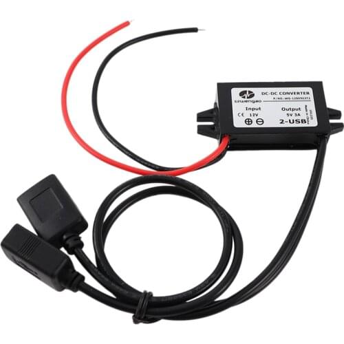 Szwengao 12V to 5V 3A 15W DC to DC Converter Regulator Module Dual USB Output Power Adapter for Car Boat Motorcycle