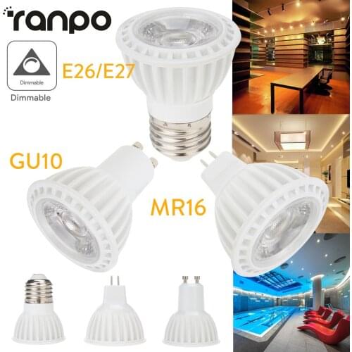 Dimmable LED COB Spotlight Bulbs 15W E26 E27 Screw Base GU10 MR16 Ultra Bright White Light Home Lamp 110V 220V DC 12V