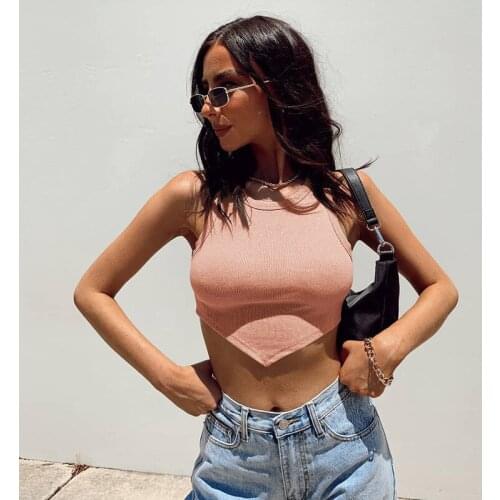 2021 Summer Sexy T-Shirt Women Skinny Corset Cropped Tank Top Camisole Women Skinny O-Neck Tee Shirt Femme Solid Basic Tanks