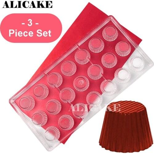 3pcs 21 Cavity Chocolate Molds Polycarbonate Tray Form Cupcake Chocolate Moulds Plastic Baking Mold Pastry Bakeware Tools