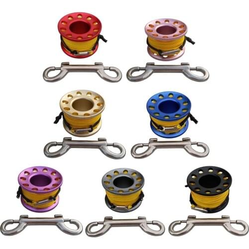 15m Scuba Diving Aluminum Alloy Spool Finger Reel w/Bolt Snap Hook Scuba Diving Finger Spool Dive Reel