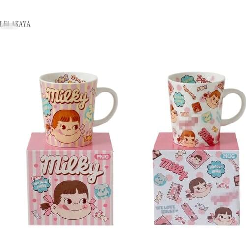 300ml Cartoon toy Milky cute Kawaii Girl toy Porcelain Ceramic Cup with Spoon sailor moon Anime Action Figure Tea Coffee Mug