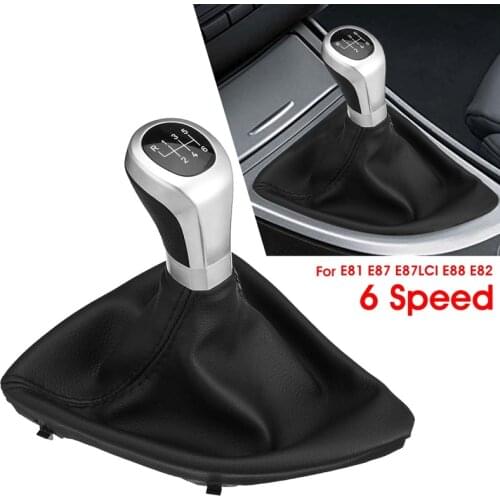 6 Speed Manual Gear Shift Knob Shifter Lever Boot Cover For-Bmw 1 Series E81 E87 E87Lci E88 E82