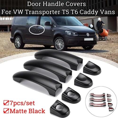 7/8 PCS Matte Black Car Door Handle Cover Trim Set Car Accessories For VW T5 T6 TRANSPORTER 2003-2015 CADDY VAN 2004-2015