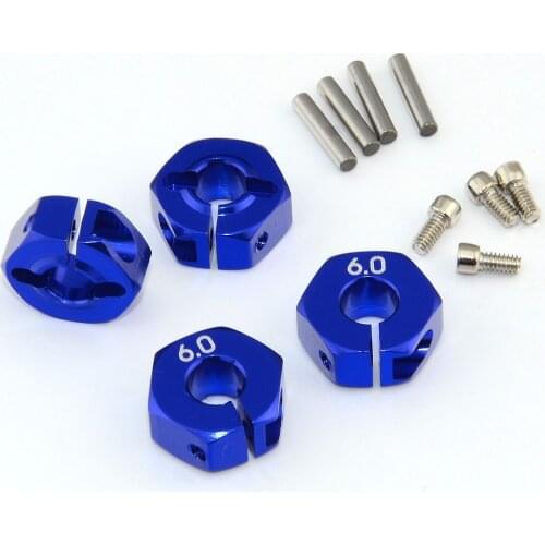 RC Aluminum 6.0 Wheel Hex 12mm Drive With Pins&Screws HSP HPI Tamiya Car Red Blue