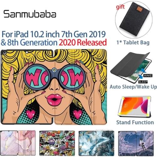 Sanmubaba For iPad 10.2 Case 2020 2019 For iPad 8th 7th Generation 10.2 inch funda PU Leather Flip Stand Smart Cover Coque