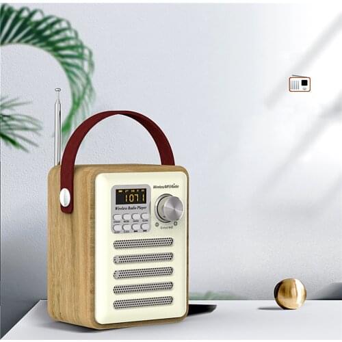 Bluetooth 5.0 Digital Speaker Radio High-power Speaker AUX Input Radio Multifunctional Retro Wooden Box