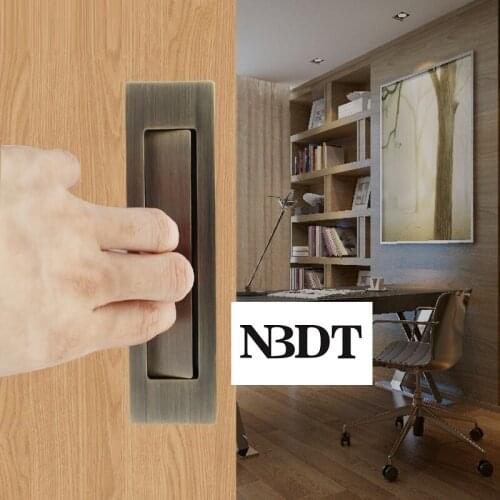 Zinc Rectangle Flush Back-To-Back Door Finger Pull With Springed Dustproof Cover Black Antique Bronze Gold