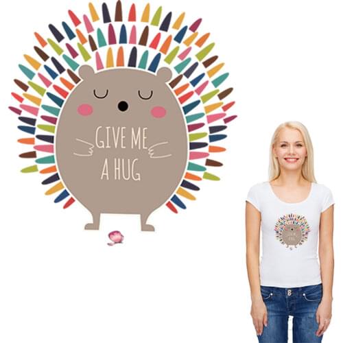 Colored hedgehog patches for clothing diy t-shirt heat press for clothes ironing stickers transfert thermocollants parches ropa