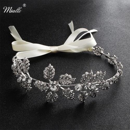 Miallo Classic Silver Color Flower Tiaras and Crowns Wedding Hair Accessories Headpieces Jewelry for Women