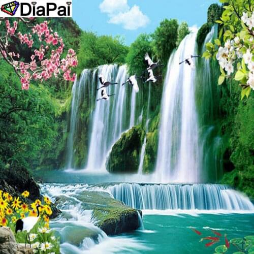 DiaPai 5D DIY Diamond Painting 100% Full Square/Round Drill "Waterfall scenery" Diamond Embroidery Cross Stitch 3D Decor A23040