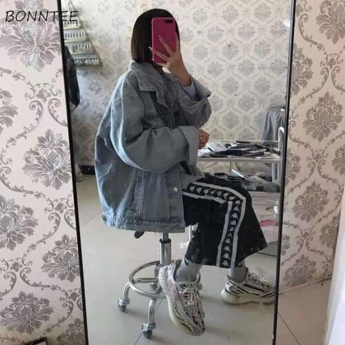 Denim Jackets Women Clothes Outwear Vintage Harajuku Retro All-match Fashion Hong Kong Style Tunic Elegant Ins Casual Soft