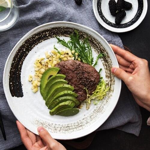 FANCITY Creative Japanese dishes Personalized household dishes Ceramic tableware Steak dishes Pasta Flat breakfast dishes