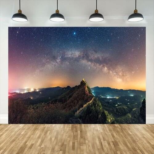 Scenic Great Wall Night Landscape Photo Backgrounds Custom Backdrops for Baby Children Portrait Photoshoot Photography Props
