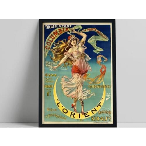 French 1890-1910 Circusvaudeville Poster, L'Orient Dancer Canvas Painting, Vintage Beautiful Girl Dance Wall Picture Home Decor
