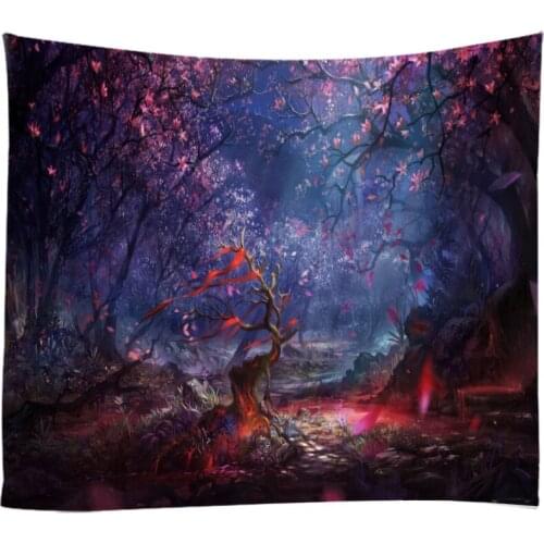 Dreamy Forest 3D Printing Tapestry Wall Hanging Bed Spread Beach Towel Table Cloth Home Decoration Natural Forest Design