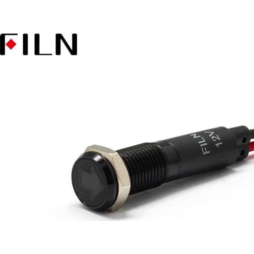 FILN 8mm Car dashboard Turn signal marking symbol led red yellow white blue green 12v led indicator light with 20cm cable