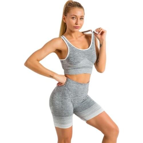 2pcs Yoga Set Women Bra Sleeveless Shirts Fitness Running Gym Sportswear Breathable Summer Shorts Tracksuit