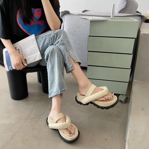 Korean Sandals Women Summer 2021 Platform Sandals Flip Flops Casual Sandals Slippers Womens Outerwear Beach Slippers