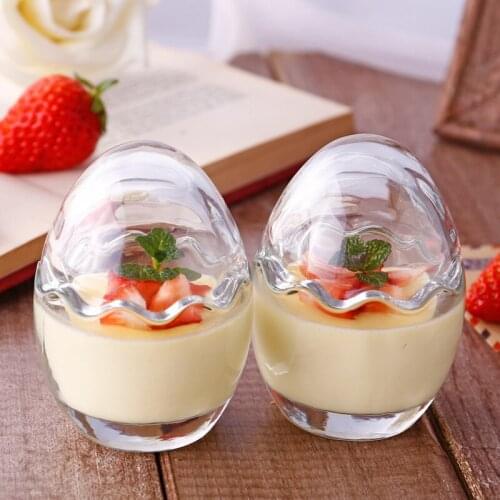 Creative Egg Shell Design Pudding Cup Lead Free Glass Ice Cream Mousse Tray Tiramisu Yogurt Milk Bottle Jelly DIY Baking Mold