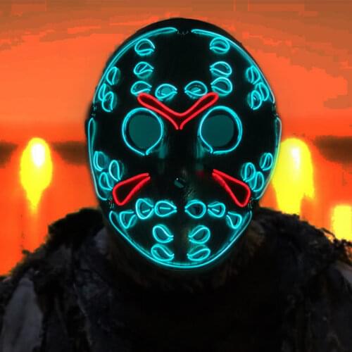 Horror Movie Mask Cosplay Killer Jason Voorhees Chainsaw Billy Scream Glowing EL Wire Hockey Mask For Halloween