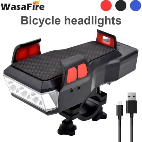 Multifunction Bicyle Front Light 550LM 3*XPG LED MTB Headlight Mobile Phone Bracket Powerbank Cycling Horn USB 4 in 1 Bike Light
