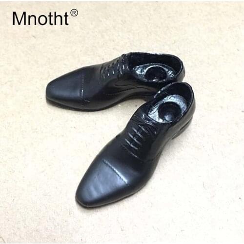 Mnotht 1/6 Scale Black leather shoes Male Solider Model Shoes Toys For 12in Action Figure Male Soldier Model Shoes Collection