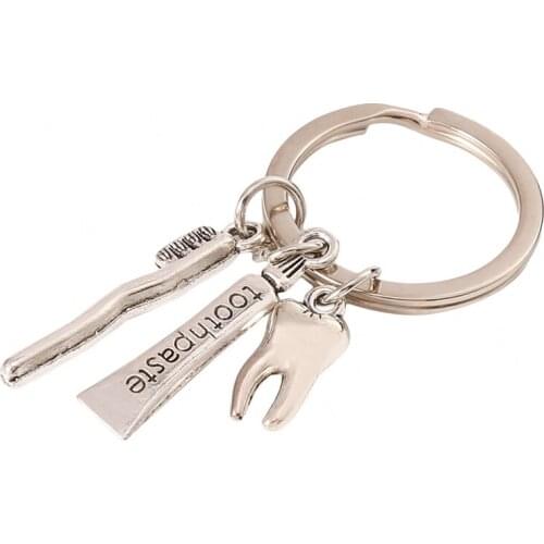 Creative Personality Letter Teeth Toothbrush Toothpaste Keychain Friend Jewelry Appeal Care Dental Health Doctor Nurse Family