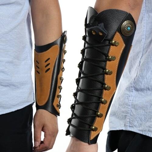 Armband Leather Wide Archery Arm Guard Viking Bracer Gauntlet Wristband Bracelet