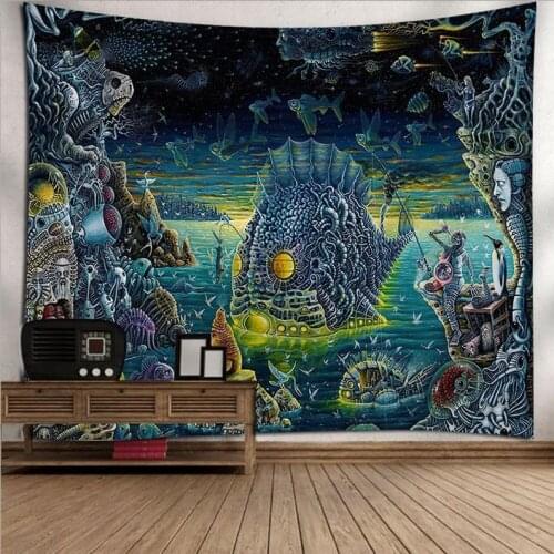 Cartoon Style Tapestry Sea World Wall Hanging