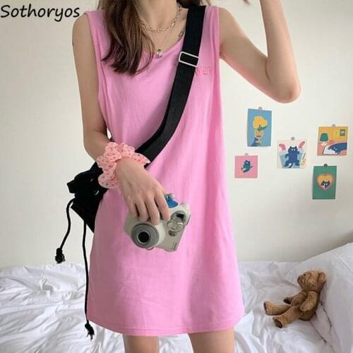 Sleeveless Nightgowns Women Letter Teenagers Loose Mini Cozy Sweet Girls Sleepshirts Trendy Korean Style Leisure Females Lounge