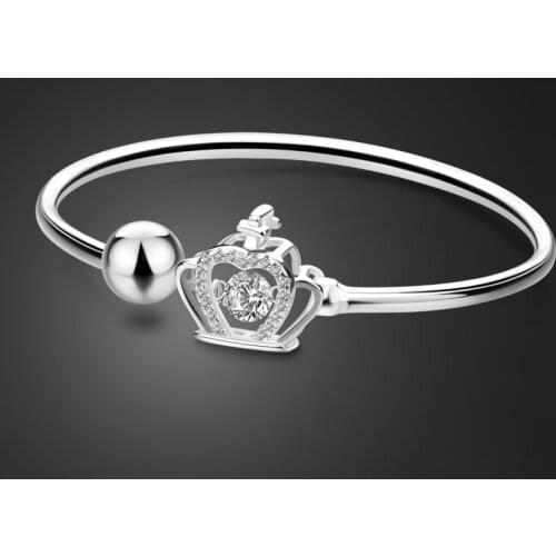New Fashion 100% 925 sterling silver Bracelet CZ zircon Crystal Crown ball Bracelet for women & girl Authentic Fine Jewelry