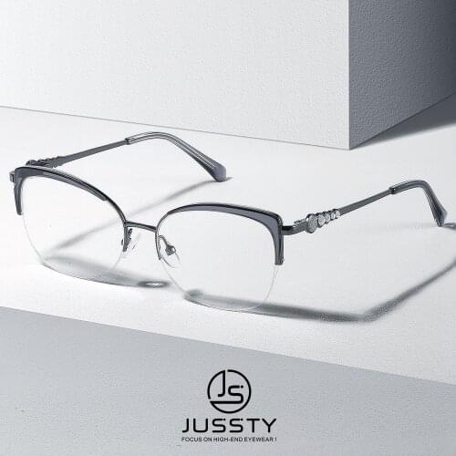 Cat Eye Bifocal Prescription Glasses Women Optical Multifocal Progressive Eyeglasses Female Myopia Semi Rimless Acetate Eyewear