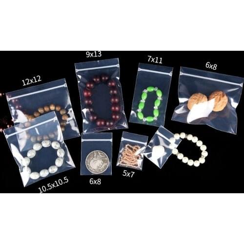 Various Sizes 10PCS Thick Transparent Reclosable Plastic Packaging Bag Zip Lock Jewelry Food Poly Bags Zipper Clear Ziplock Bags