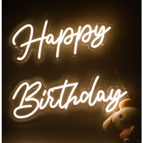 Custom Sign 56x40cm Neon Happy Birthday Led Transparent Acrylic Oh Baby Neon Sign Light Led Light Party Wedding Decoration