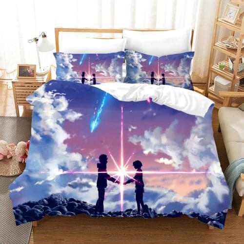 Your Name Bedding Set Japan Popular Anime Duvet Cover Sets Comforter Bed Linen Twin Queen King Single Size Dropshipping