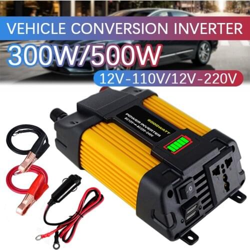 DC 12V To AC 110V/220V 300/500W Inverter Voltage Transformer Converter Car Inverter 2 USB LED Display Solar Inverter Socket