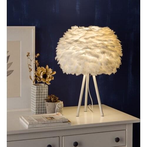 Bedside Reading Room Sitting Room Heart Shape Feather Crystal Table Lamp Living Room Dining Room Light Suspension Lamps TA043