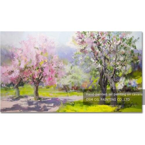 Professional Artist Team Support High Quality Impression Landscape Oil Painting on Canvas Spring Scenery Natural Oil Painting