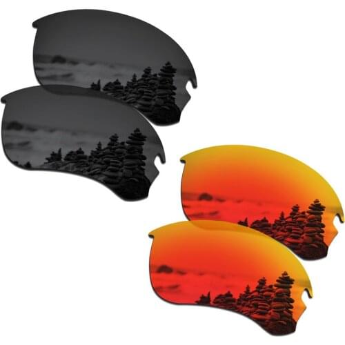 SmartVLT 2 Pairs Polarized Sunglasses Replacement Lenses for Oakley Si Speed Jacket Stealth Black and Fire Red