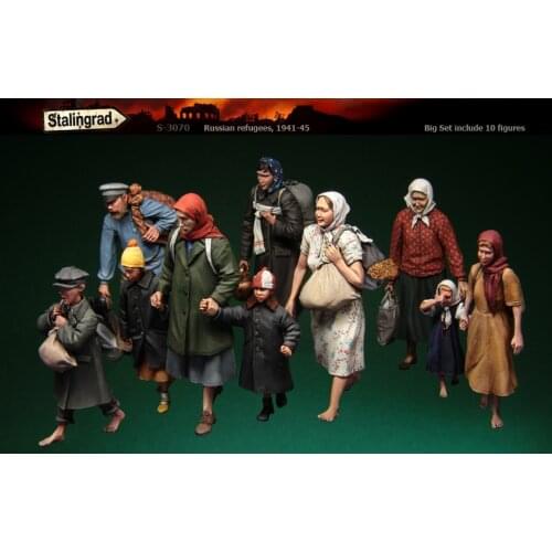 Stalingrad S-3070 Russian refugees,1941-45 Big Set include 10 figures 1/35 Resin Model Kit