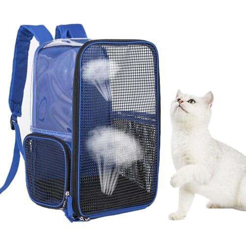 Pet Cat Bag Outdoor Portable Pet Bag Transparent Mesh Simple Shape Pet Backpack Breathable Foldable Pet Supplies